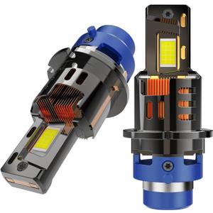 D4S D4R D4C LED Bulbs, 110W 30000Lm Super Bright 6500K Cool White, Built-in 2 Thermally Conductive Copper Tubes and Copper Cooling Fins and Fan, Plug and Play, Fog Lamp, 2pcs
