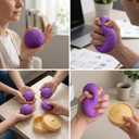 Dumpling Squishy Mystery Box Realistic Dumpling Squishy with Steamer Basket, Sensory Fidget for Adults & Teens, Big Stress Relief Ball, Easter Basket Stuffers & Sensory Gift (Purple)