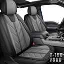 Truck Seat Covers Compatible with Ford F-150 2009-2025 XL XLT Lariat King Ranch Platinum Tremor Pickup Faux Leather Cushion Protector Fit Ford F150 Crew Cab(Black+Gray, Front Seat)
