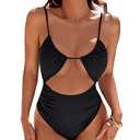 Blooming Jelly Womens One Piece Swimsuit Tummy Control Bathing Suit 2025 Sexy Flattering Cheeky High Cut Out Cute Ladies Swimwear (Large, Black)
