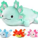 4Pcs Axolotl Plush, Giant Mint Salamander Stuffed Animal Mommy 24 inch with 3 Baby Axolotl Plushies in Tummy, Plushie Pillow Gifts for Kids Girls Boys