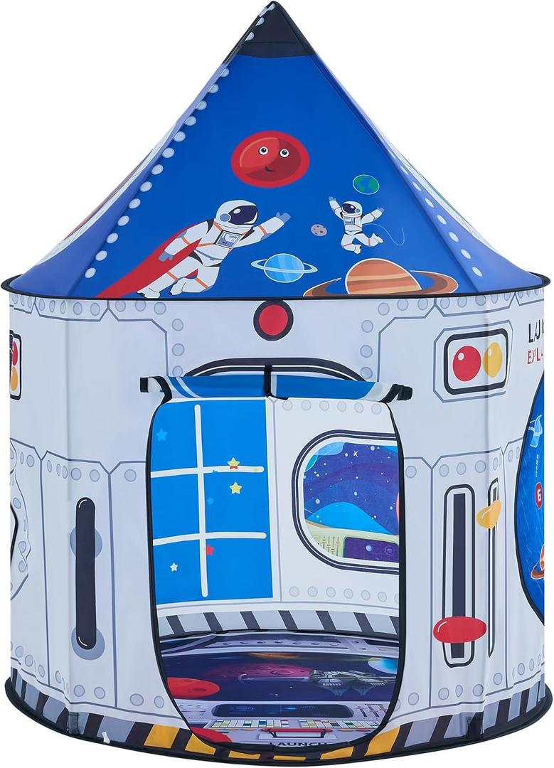 Hallo Deer Kids Play Tent, Astronaut Spaceship Space Pop Up Tent Kids, Foldable Castle Kid Tent Indoor Outdoor Fun & Imagination, Toddler Tents Indoor Gifts for Baby Boys Girls