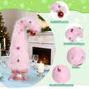 Set of 2 Pink Christmas Table Tree - 17 Plush Christmas Tabletop Mini Tree Decorations with Red Balls, Indoor Xmas Home Decor for Table Office Mantle