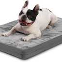 Waterproof Small Dog Bed Crate Pad 24 inch, Washable Puppy Bed Orthopedic with Removable Cover Reversible, Foam Dogs Bed, Cat Bed Kennel Pad 23" x17, Durable Anti-Slip Bottom, Gray (Grey)
