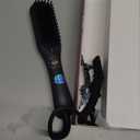 LANDOT Mini Hair Straightener Brush - Ionic Heated Straightening Brush for Frizz-Free & Smooth Styling, Compact Lightweight Dual Voltage Travel Flat Iron Comb for Medium Short Hair, Black