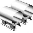 Dianrui 2PCS 2" Butt Joint Stainless Steel Clamp Band,2" Universal Widening Clamp Fit for Exhaust System