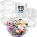 Cedilis 50 Pack 16oz Plastic Salad Bowls with Lids, Small Clear Disposable Containers for Salad Meal Prep, Perfect for Picnics or as a To-Go Serving Bowl