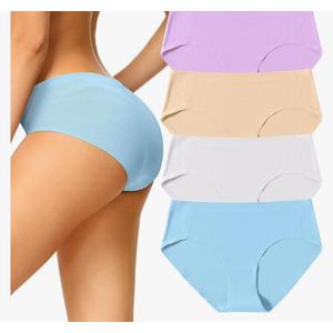 voenxe Women Seamless Hipster Underwear,No Show Ladies Panties Bikini,Full Coverage Breathable Briefs,Comfy,Invisible,4-pack