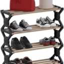 Stick Wood Shoe Rack Organizer, 5 Tier Shoe Shelf Storage Organizer, for Entryway, Hallway, and Closet