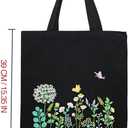 VWV-Whizzing Embroidery Canvas Tote Bag DIY Kit for Beginners, Complete with Pattern, Hoops, Color Threads, Tools & Detailed Instructions for Adults (13X15(in) Black-Bu)