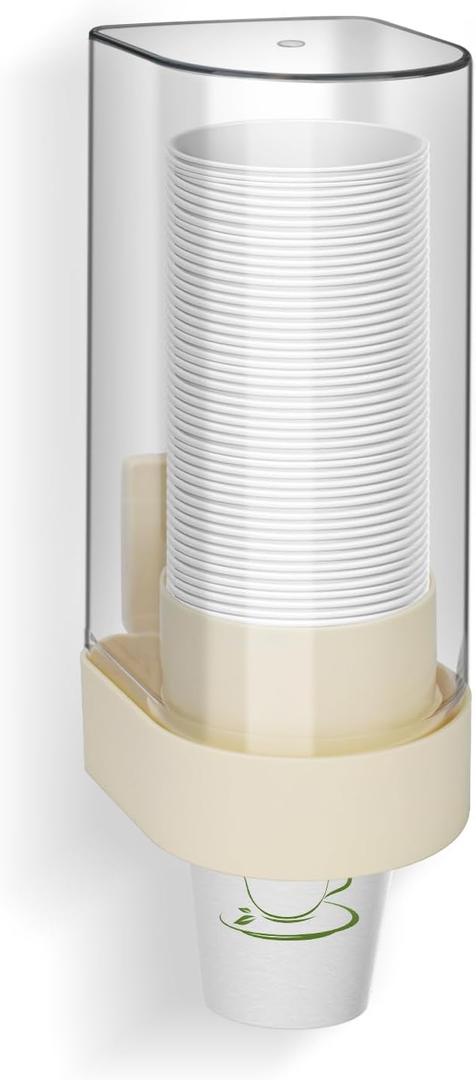 Large Beige Wall Mounted Cup Holder, 10x4.8x4Inch Paper Cup Dispenser for Water Cooler, Bathroom Cup Dispenser and Dixie Cup Holder (Beige)
