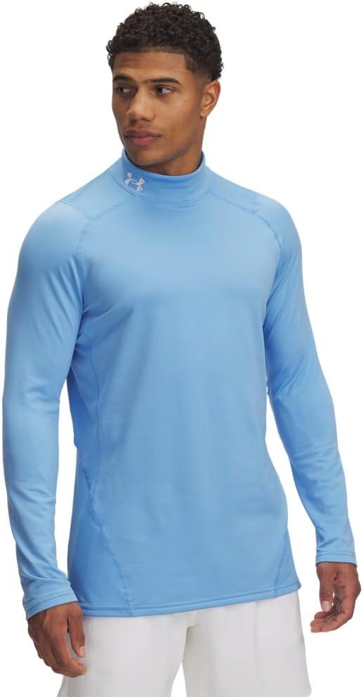 Under Armour Mens ColdGear Armour Fitted Mock (Small, Carolina Blue/White)
