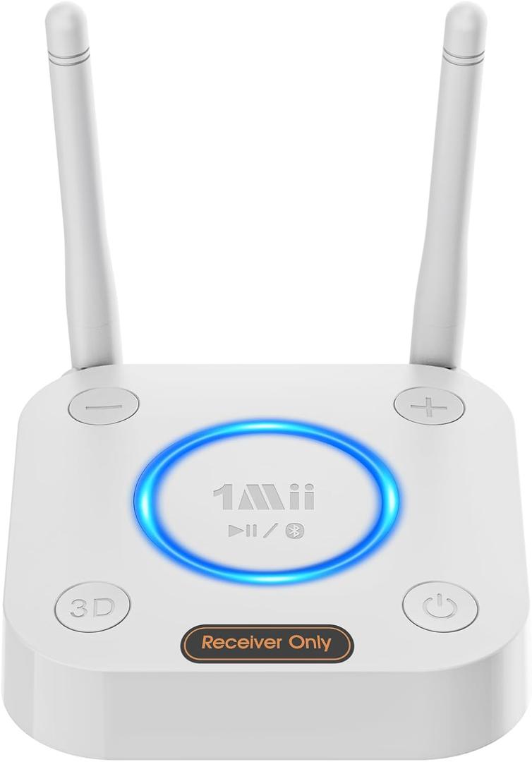 [Upgraded] 1Mii Bluetooth 5.3 Audio Receiver, Long Range HiFi Bluetooth Adapter w/ 3D Surround aptX HD Low Latency, Optical RCA AUX 3.5mm Coaxial for Home Stereo System - B06Pro Grey