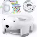 Bunwag 2 In 1 Portable Potty Seat, Travel Potty Seat for Toddlers with Safety Locks, Complete with Training Charts, Storage Bag and Liner Bags, 12 Months+(1 Pack)