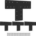 XIHUWZ 4 Pcs T Post Bracket, 16.9"x12" T Steel Mending Plate Joining Brackets, Connecting Brackets, T Shape Strap Plate Fit 4x4, 6x6 for Repair House, Pergola, Truss framing
