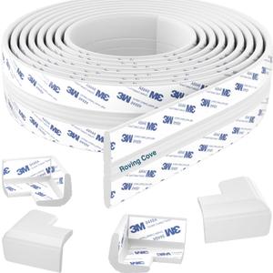 Roving Cove PreFit (Classic) Furniture Edge Corner Protector (Standard 15ft Edge 4 Corners), Baby Proofing Bumper Guards, Oyster White (Off White), Pre-Taped, for Straight Smooth Surfaces