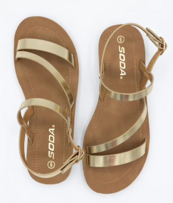 Soda Casual Sandals, Gold Size 6