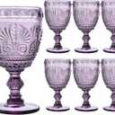 6 Pcs Purple Glasses,Goblet Glasses,Vintage Glassware, Made of Sturdy and Durable Glass Can be Used for Weddings, Everyday Fun Parties and More! (10 Ounces (Set of 6))