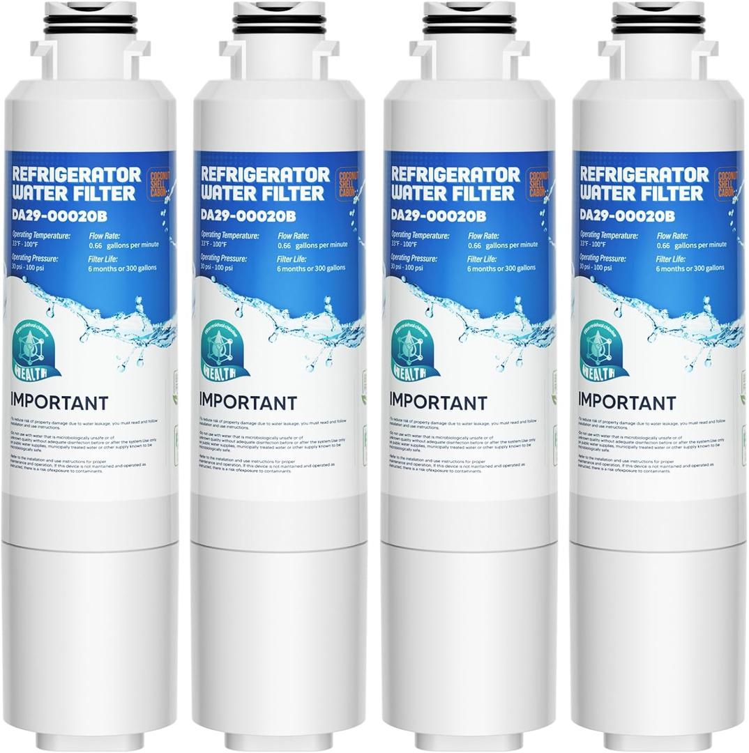 DA29-00020B Replacement for Samsung Water Filter DA29-00020B, HAF-CIN/EXP, RF28HFEDBSR, RF263TEAESG, RF263BEAESR, RF28HDEDBSR, HAF-CIN, RF4287HARS, RF4267HARS, DA97-08006A, 4 Filters