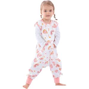 Toddler Sleep Sack with Feet, 0.5TOG Wearable Blanket, Baby Sleeping Sack with Legs (White, M)