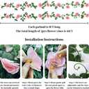 16 FT Fake Rose Vine Garland Artificial Flowers Plants Hanging Rose Ivy Home Hotel Office Wedding Party Garden Dcor (Pink/2PCS)