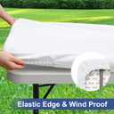 homing 4 Packs 6 Foot Rectangle Table Cloth, Waterproof Polyester Elastic Fitted Tablecloth, Washable Table Cover for Picnic, Camping, Outdoor (White, 30" x 72")