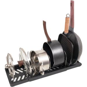 Stainless Steel Adjustable Dividers Pot and Pan Organizer Rack, Expandable 12'-23.2' Wide, White, 7 Shelves, Kitchen Cabinet Organizer