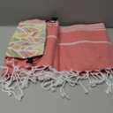 BAY LAUREL Turkish Beach Towel with Travel Bag 39 x 71 Quick Dry Sand Free Lightweight Large Oversized Towels Light (Red)