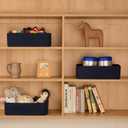 MiniArk Large Shallow Organizing Baskets 15x11x5.1 Inches - Rope Woven Storage Bins for Bathroom, Shelves, Cube Closet, Navy Blue 4 Packs