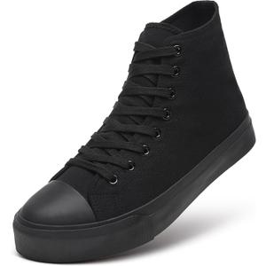 ZGR Men's High Top Canvas Sneakers Lace Up Classic Casual Walking Shoes (Black, 11)