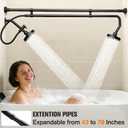 Tandem Shower Head for Couples, Dual Shower System with Sliding & 180°Rotation, Tool-Free Installation of a Dual-Head Black Shower with 3 Spray Modes