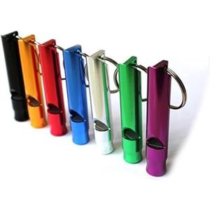 A Set of 5 Extra Loud Whistles for Camping Hiking Hunting Outdoors Sports and Emergency Situations, Sturdy but Light Aluminium Key Chain Signals