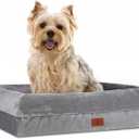 Orthopedic Dog Bed for Small Dogs, Waterproof Puppy Bed with Removable Washable Cover, Egg Crate Foam Small Dog Couch Bed with Removable Bolster Nonskid Bottom (26.0"L x 19.0"W x 6.5"Th, Grey)