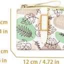 Small Soft Pocket Floral Wallet for Women, Bifold Purse with ID Window, Zipper Coin Pocket, card slots (Leaf green)