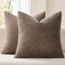 EMEMA Pack of 2 Soft Textured Throw Pillow Covers 20x20 Inch Cozy Boho Farmhouse Decorative Cushion Covers with Zipper for Couch Sofa Bedroom Living Room Home Decor, Taupe Grey