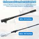MKA-44 Telescoping Extension Handle Compatible with Minn Kota Transom-Mount Trolling Motors & Most Hand-Steer Outboard Motors | 24" to 40" Adjustable, Tool-Free Install for Enhanced Control