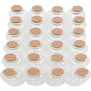 Axe Sickle 32 Pcs 30 mL Cork Stopper Glass Bottles 1 Ounce DIY Decoration Mini Wishing Glass Bottles for Potion, Party Favors, Weddings, Message in a Vials