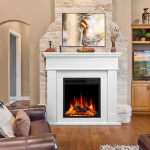 43 Electric Fireplace Mantel Freestanding Electric Fireplace, Remote Control, Adjustable Led Flame, 750W/1500w PEARLWHITE