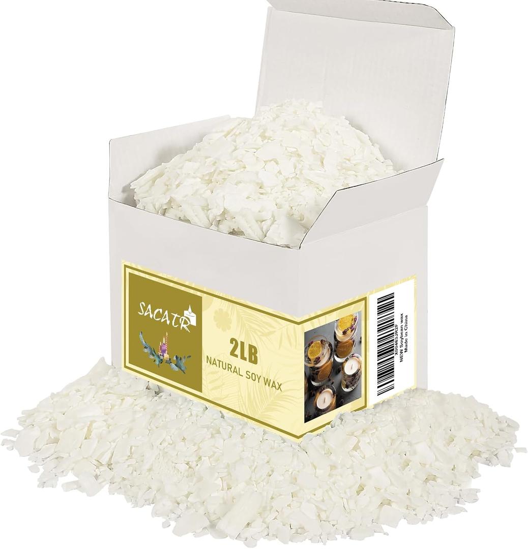 SACATR 2LB Soy Wax for Candle Making, 100% Soy Wax - Natural Candle Wax- No additives and Pure, Premium Quality Candle Wax for Candle Making