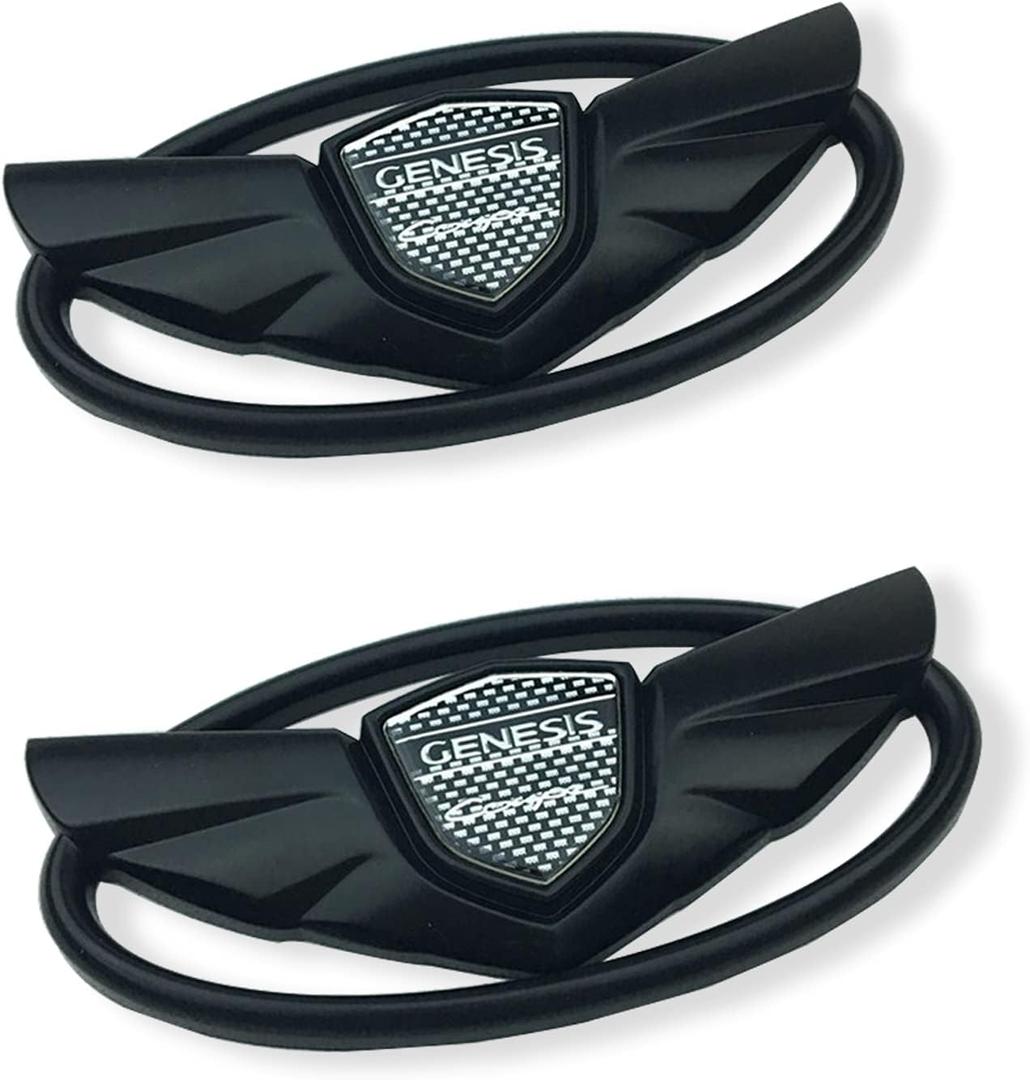 2 Pieces fit Genes Logo Front+ Trunk Stickers Emblem Badges 2010-2017 Fit Genesis Art of Speed Coupe Wing Car Accessories (Genes -Black)