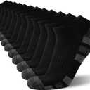 COOVAN 12 Pack Mens Ankle Socks Low Cut Cushioned Comfort Breathable Casual Socks 12 pairs (Medium-Large, Black)