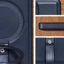 Butaiga for Samsung Galaxy S25 Ultra Case Leather with Stand, Anti-Slip Grip Ring, Fits for MagSafe (Navy, S25 Ultra)