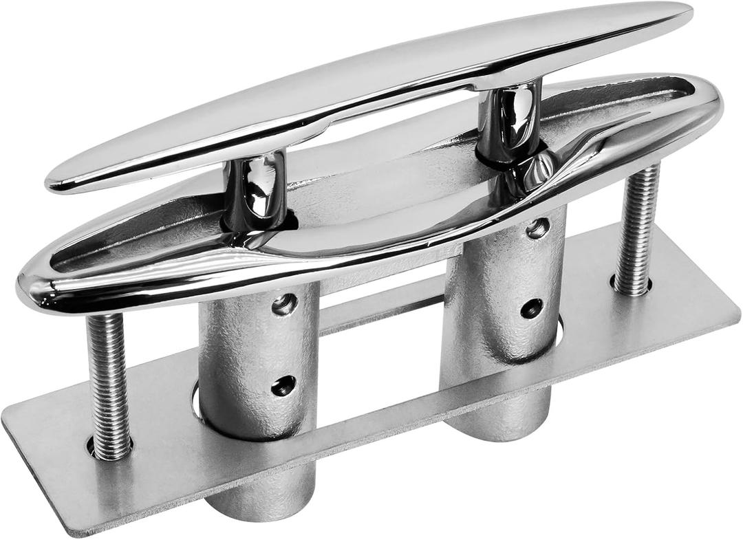 Pop Up Boat Cleat 5/6 Inch, 316 Stainless Steel Pull Up Boat Cleats with Backing Plate, Retractable Flush Mount Boat Cleat for Marine Yacht Dock (1 Pack / 2 Pack)