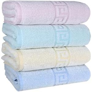 BolBom*S 100% Cotton Bath Towels,4 Pack (28" x 58"), Light Weight, Soft, Super Absorbent and Fast Drying, No Fading Multipurpose Use for Sports, Swimming, Travel, Fitness, Yoga, Multicolor.