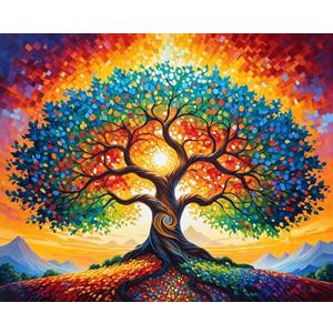 ldazao Tree of Life Paint By Numbers for Adults Beginner Stained Glass Painting Kit Color By Numbers for Adults Canvas DIY Acrylic Adults' Paint-By-Number Kits 20 X 16 Inches