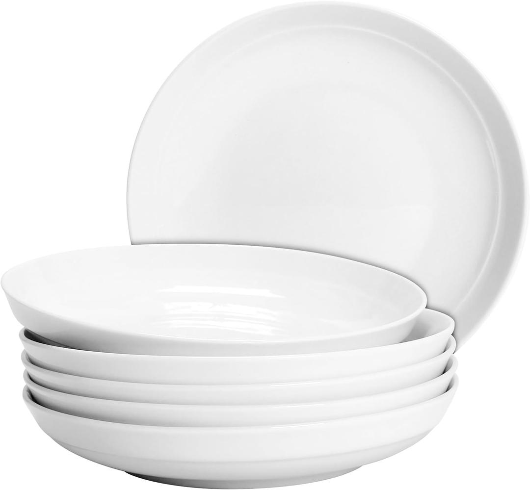 Anveena 7 Inch Porcelain Dinner Plates Set, White Salad Serving Plates, Set of 6 - Microwave, Oven, Dishwasher Safe, Scratch-Resistant