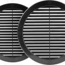 2pack 8" Inch (Grille Dimensions) Black Plastic Round Vent Cover - HVAC Air Return Grille - Built-in Protection Screen - 9.5" Inch (External Dimensions)
