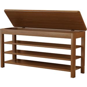 AQIMUELE 3 Tier Shoe Bench with Storage, Wood Shoe Rack for Front Door Entrance, Entryway Shoe Storage Bench., 47.24"w X 13.8"d X 20.5"h