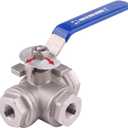 DERNORD 3-Way Ball Valve, L Mounting Pad, Stainless Steel 304 Female Type for Water, Oil, and Gas with Vinyl Locking Handle (1/4 Inch NPT)