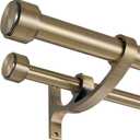 Double Curtain Rods with Aluminum Bouquet Brackets and Finials, Antique Bronze Curtain Rods for Windows 36-72'',1''Front and 5/8''Back Double Drapery Rods for Blackout and Sheer Curtain Panels